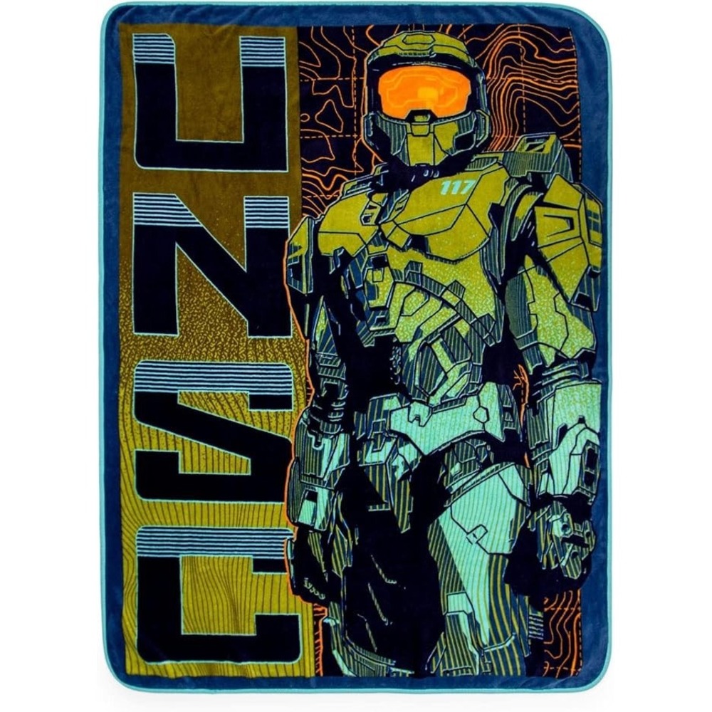Halo UNSC Master Chief Micro Plush Fleece Throw Blanket Wall Hanging Video Game